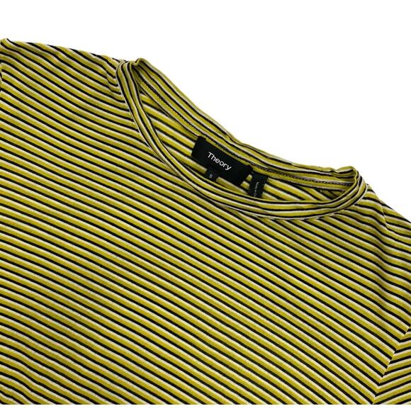 Theory Soft Yellow / Navy Stripe T Shirt - Picture 2 of 3